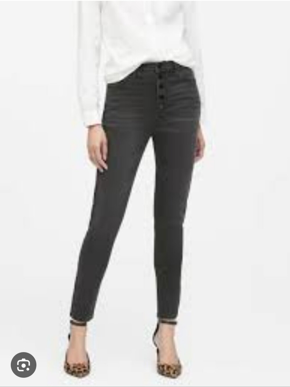 NWT Banana Republic Women's Black High Rise Skinny Button Fly Jeans Size 35 #740